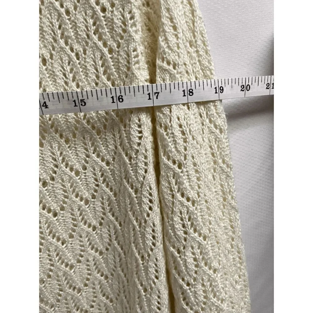 Womens Tunic Open Knit Long Sleeve Scoop neck Sweater Beige - Picture 5 of 7